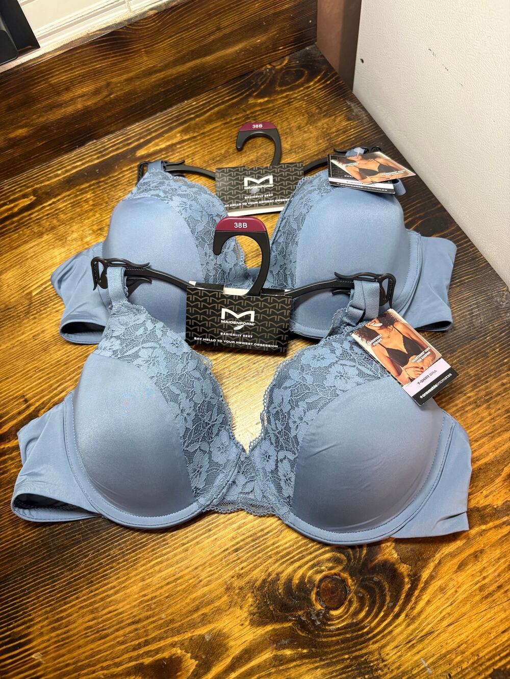 Maidenform Set Of Two Blue Lace Bras Size 38B